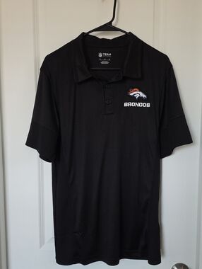 NFL Broncos Black Polo with Embroidered Logo